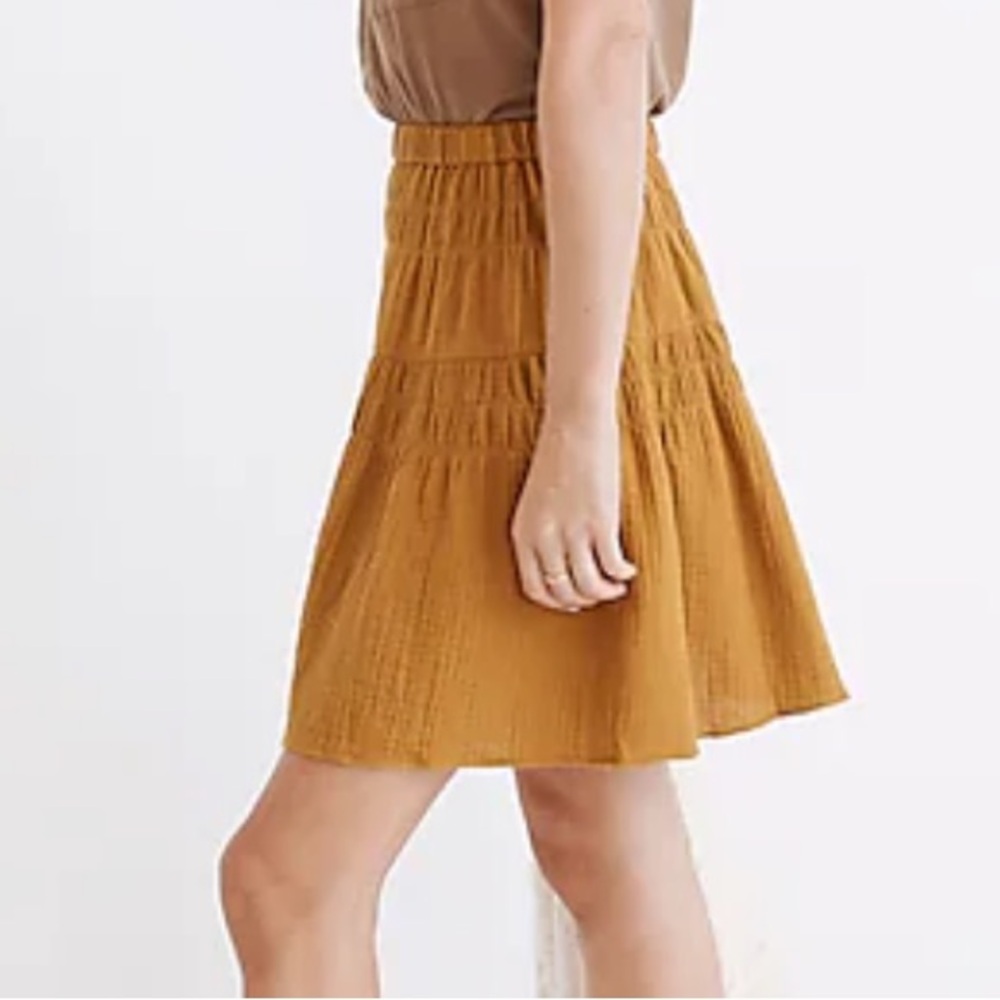 Madewell Double-Gauze Smocked Mini Skirt Antique gold ladies‎ Small - Picture 9 of 10